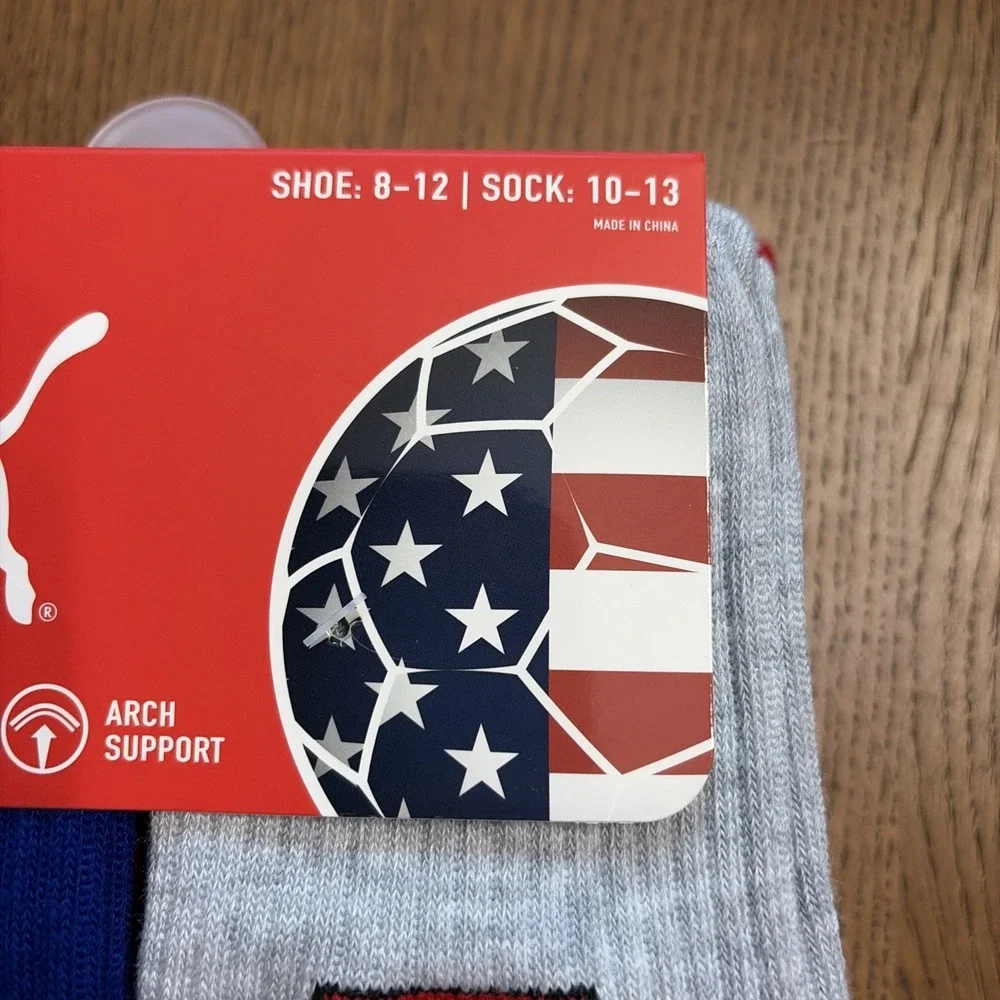PUMA Men's World Cup Soccer Crew Socks U.S.A. - Shoe Size 8-12 - 6 Pair - NEW